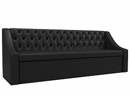 Кухонный прямой диван Мерлин (полностью экокожа черная) - Фото предпросмотра