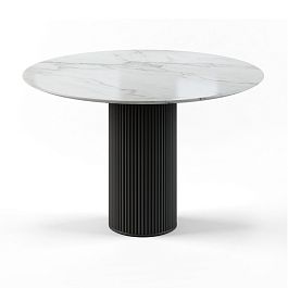 Стол круглый Nolan 120, керамика глянцевая, белая - Фото предпросмотра