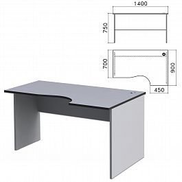 Стол письменный эргономичный "Монолит", 1400х900х750 мм, правый, цвет серый, СМ4.11 - Фото предпросмотра