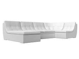 П-образный модульный диван Холидей (полностью экокожа белая) - Фото предпросмотра