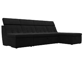 Угловой модульный диван Холидей Люкс (полностью микровельвет черный) - Фото предпросмотра