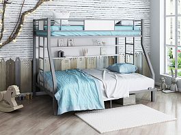 Двухъярусная кровать "Гранада П 140" серый - Фото предпросмотра