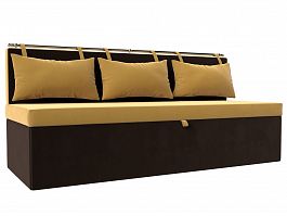 Кухонный прямой диван Метро (основа микровельвет желтый, компаньон микровельвет черный) - Фото предпросмотра