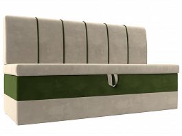 Кухонный диван Энигма (основа микровельвет бежевый, компаньон микровельвет зеленый) - Фото предпросмотра
