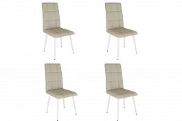 Набор стульев Турин (4 шт.) CHS.N.02.2094 светло-серый (экокожа)/белый - Фото предпросмотра