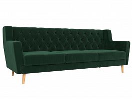 Прямой диван Брайтон 3 Люкс (полностью велюр зеленый) - Фото предпросмотра