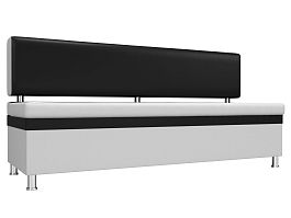 Кухонный прямой диван Стайл (основа экокожа белая, компаньон экокожа черная) - Фото предпросмотра