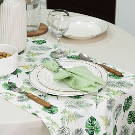 Комплект столовый 3, лен/ весенний зеленый - Фото предпросмотра