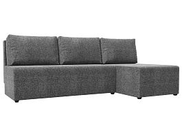Угловой диван Поло правый (полностью рогожка серая) - Фото предпросмотра