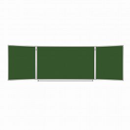 Доска для мела магнитная 3-х элементная 100х150/300 см, 5 рабочих поверхностей, зеленая, BRAUBERG, 231707 - Фото предпросмотра
