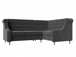 Угловой диван Бронкс правый (полностью велюр серый) - Фото предпросмотра