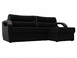 Угловой диван Форсайт правый (полностью экокожа черная) - Фото предпросмотра