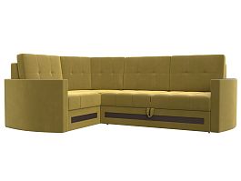 Угловой диван Белла левый (полностью микровельвет желтый) - Фото предпросмотра
