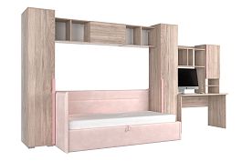 Комплект детской мебели Лайк К108 КД108Лайк.2201 дуб мария/роуз/нежно-розовый (велюр) - Фото предпросмотра