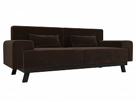 Прямой диван Мюнхен (полностью микровельвет коричневый) - Фото предпросмотра