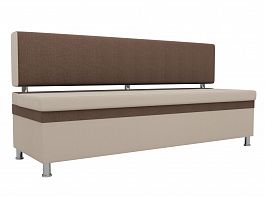 Кухонный прямой диван Стайл (основа рогожка бежевая, компаньон рогожка коричневая) - Фото предпросмотра