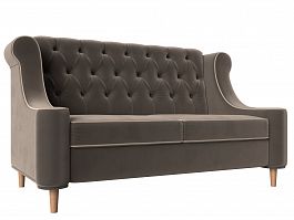 Прямой диван Бронкс (основа велюр коричневый, компаньон велюр бежевый) - Фото предпросмотра