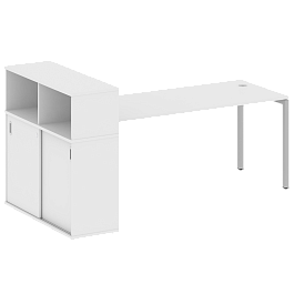 Metal System Quattro Стол письменный с шкафом-купе на П-образном м/к 40БП.РС-СШК-3.5 Т Белый/Серый металл 2210*1120*1098 - Фото предпросмотра