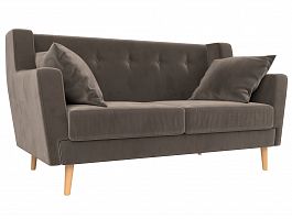 Прямой диван Брайтон 2 (полностью велюр коричневый) - Фото предпросмотра