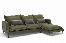 Rey диван с шезлонгом замша зеленый/серый - Фото предпросмотра