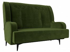 Прямой диван Неаполь 2-х местный (полностью микровельвет зеленый) - Фото предпросмотра