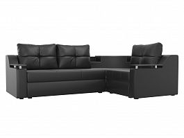 Угловой диван Тесей правый (полностью экокожа черная) - Фото предпросмотра