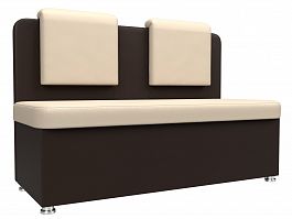 Кухонный прямой диван Маккон 2-х местный бежевый\коричневый, экокожа - Фото предпросмотра