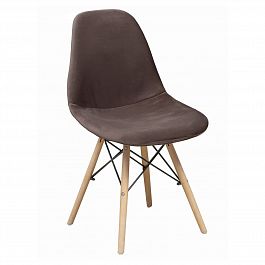 Чехол Е02 на стул Eames, уплотненный, велюр коричневый - Фото предпросмотра