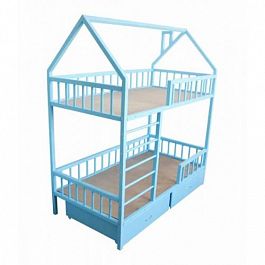 Кровать детская "Домик" 160x80 двухъярусная - Фото предпросмотра