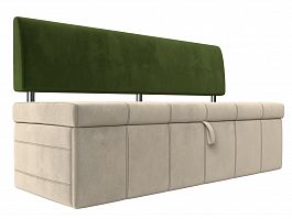 Кухонный прямой диван Стоун (основа микровельвет бежевый, компаньон микровельвет зеленый) - Фото предпросмотра
