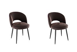 Набор стульев Моли (2 шт.) CHS.N.04.2103 кофе (велюр)/черный - Фото предпросмотра