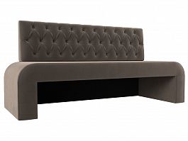 Кухонный прямой диван Кармен Люкс (полностью велюр коричневый) - Фото предпросмотра