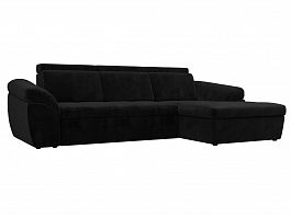Угловой диван Мисандра правый (полностью велюр черный) - Фото предпросмотра