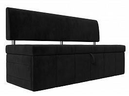 Кухонный прямой диван Стоун (полностью велюр черный) - Фото предпросмотра