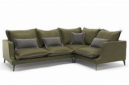 Rey диван угловой замша зеленый/серый - Фото предпросмотра