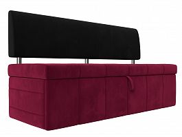 Кухонный прямой диван Стоун (основа микровельвет бордовый, компаньон микровельвет черный) - Фото предпросмотра