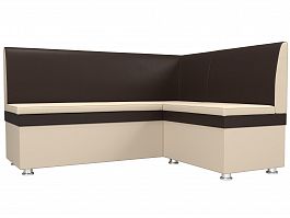 Кухонный угловой диван Уют бежевый/коричневый Экокожа - Фото предпросмотра