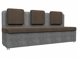 Кухонный прямой диван Маккон 3-х местный (основа рогожка коричневая, компаньон рогожка серая) - Фото предпросмотра