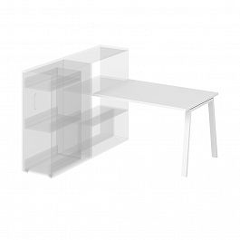 Стол приставной на металлокаркасе "Приставные столы" ПК-ТНП-СТП114Х80/МКА-В2-1051 белый - Фото предпросмотра