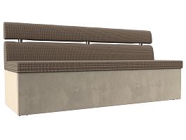 Кухонный прямой диван Классик (основа рогожка Корфу 03, компаньон микровельвет бежевый) - Фото предпросмотра