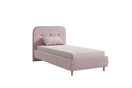 Кровать с основанием Лео 90х200 см KM0.9-19.2348 нежно-розовый (велюр)/графит (велюр) - Фото предпросмотра
