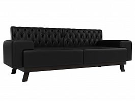 Прямой диван Мюнхен Люкс (полностью экокожа черная) - Фото предпросмотра