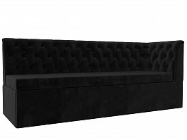 Кухонный диван Маркиз с углом (полностью велюр черный) - Фото предпросмотра