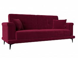 Прямой диван Неаполь (полностью микровельвет бордовый) - Фото предпросмотра