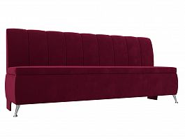 Кухонный прямой диван Кантри (полностью микровельвет бордовый) - Фото предпросмотра