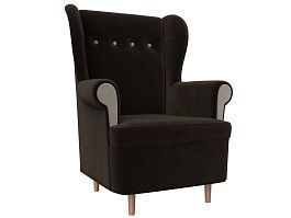 Кресло Торин (полностью микровельвет коричневый, вставки микровельвет бежевый) - Фото предпросмотра
