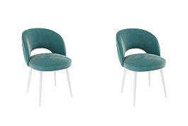 Набор стульев Моли (2 шт.) CHS.N.04.2108 зеленый (велюр)/белый - Фото предпросмотра