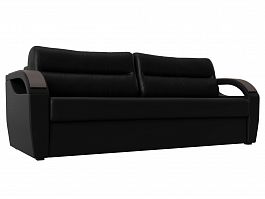 Прямой диван Форсайт (полностью экокожа черная) - Фото предпросмотра