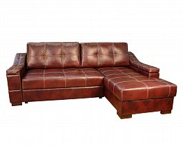 Угловой диван "Макс П5" кожа+иск.кожа, дельфин - Фото предпросмотра