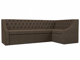 Кухонный угловой диван Мерлин правый (полностью рогожка коричневая) - Фото предпросмотра